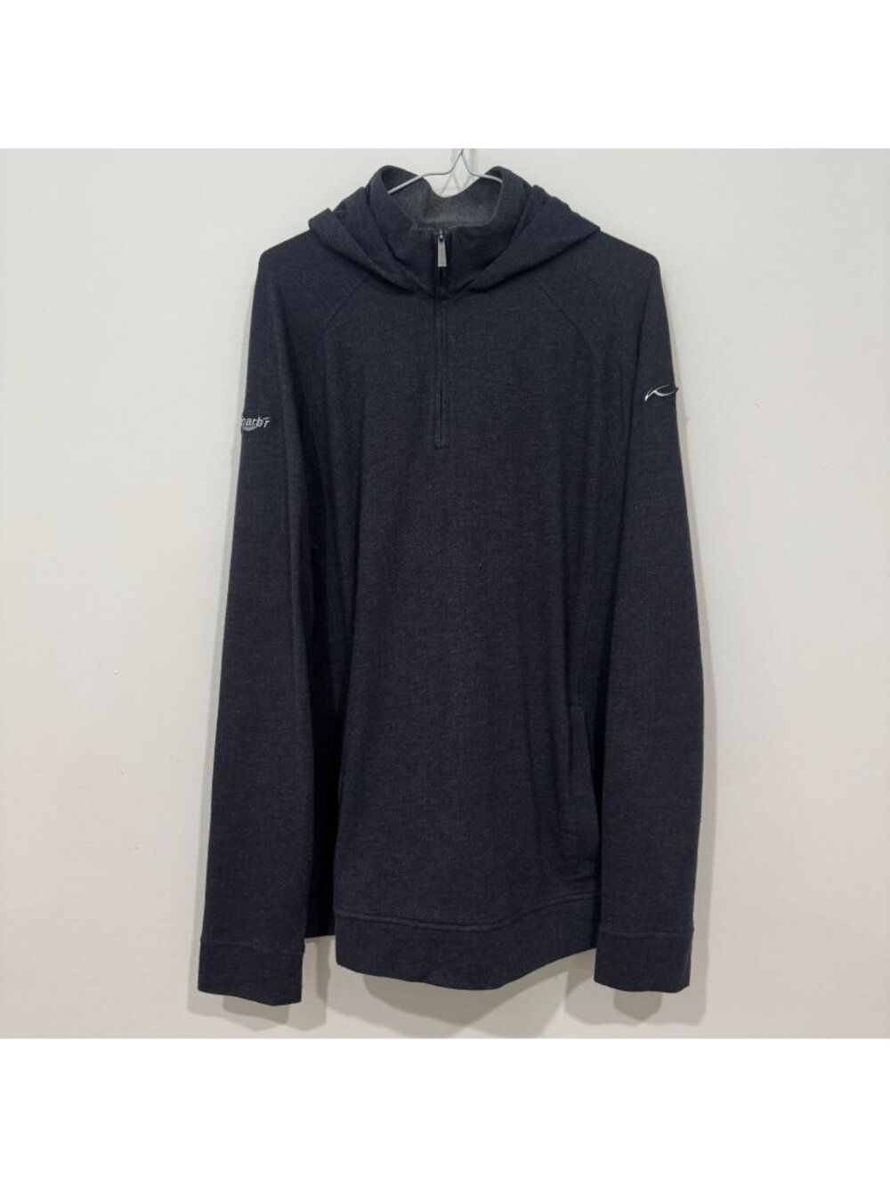 KJUS Mens Inverness Pullover 1/4 Zip Hoodie Size L 52 Grey Cotton Cashmere